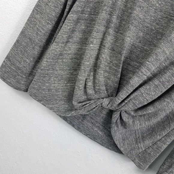 Ultra Flirt Women's Gray Twist Front Wrap Shirt Top Blouse - Picture 5 of 13